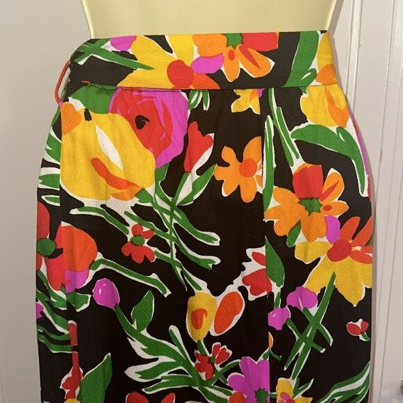 Vintage 60s/70s Miss Elaine flower power cotton maxi skirt with ruffled hem - Picture 5 of 9